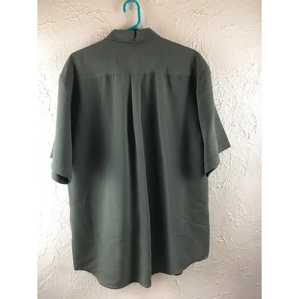 David Adams Collection Size‎ Medium Short Sleeve Button Up Green Casual Shirt